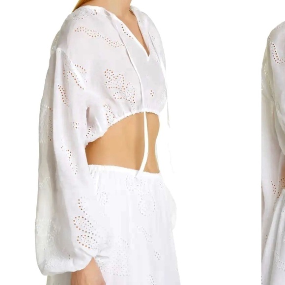 FRAME Eyelet Embroidered Crop Top in white size S - Picture 4 of 8